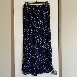 Maxine Nichols Wide Leg Pants Navy Polka Dotted Elastic Drawstring